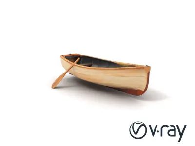 Wooden Rowboat with Oars model pack Low-poly 3D model