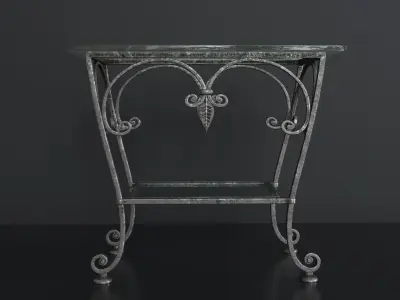 Metal table with glass top 3D model