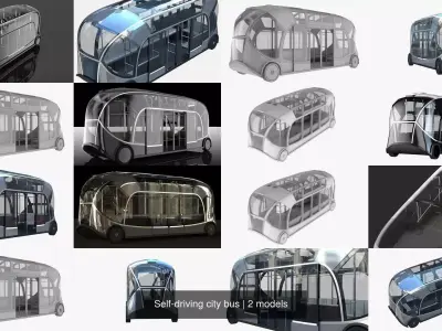 Self-driving city bus 3D Model Pack buy