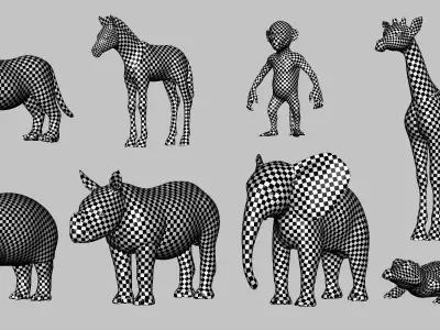 8 Wild Animal Baby Free low-poly 3D model