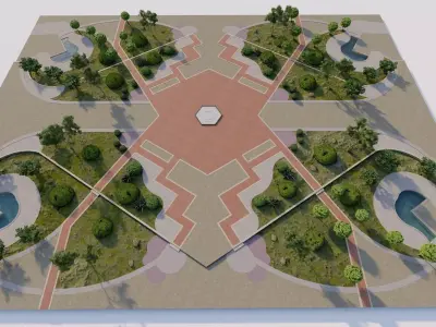 public park-Private Park Landscape 3D model 3