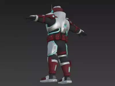 Cartoon Cyberpunk Rigged Mercenary 3D Model Low-poly 3D model purchase