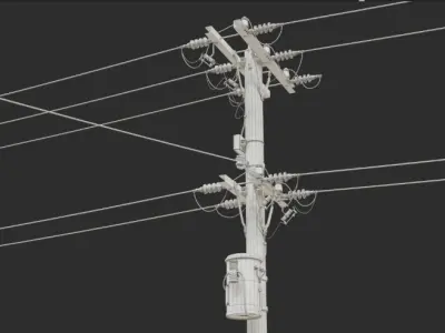 Modular Electricity Poles - Game Ready 3D Model Pack Low-poly 3D model