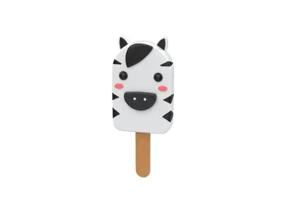Cartoon Zebra Ice Cream Cute Low-poly 3D model