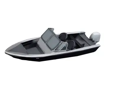 Flat Deck Utility Bass Boat Low Poly Fishing Boat Low-poly 3D model