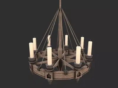 Medieval Environment Props 3 Chandeliers Pack Low-poly 3D model