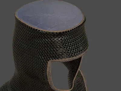 Chainmail medieval helmet 3D model
