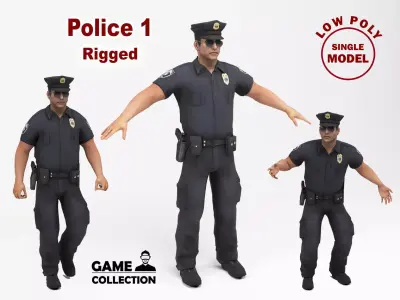 Policeman 1 police officer Low-poly 3D model