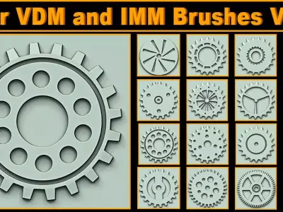 Gear VDM and IMM Brushes Vol 2 Low-poly 3D model