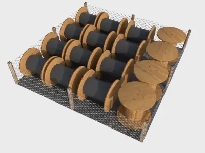 coil warehouse Low-poly 3D model