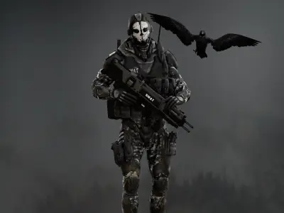 Sci Fi Ghost Soldier Low-poly 3D model