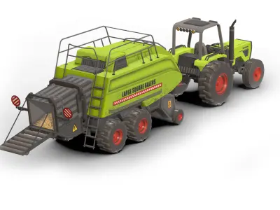 Farm Tractors And Bulldozers Low-poly 3D model