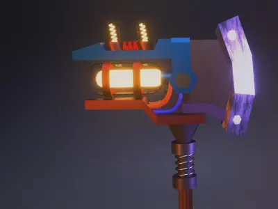 Cyber-axe axe with lights Low-poly 3D model