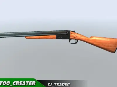 Shotgun riffle low poly 3d model Low-poly 3D model