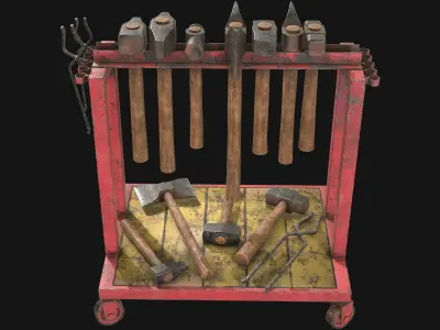 Ironwork Tools Rack 2 Low-poly 3D model