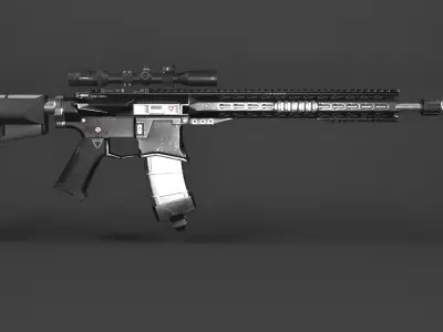 AR-15 Rifle Low-poly 3D model