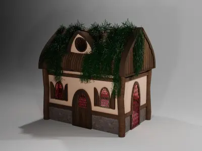 Tiny Garden House with moss  Free low-poly 3D model