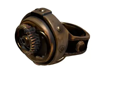 Steampunk Gear Mechanical Ring Low-poly 3D model