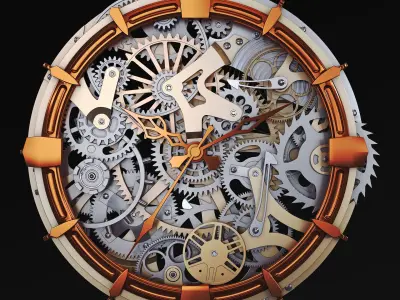 Clock Mechanism With Gears v 2 3D model