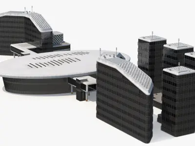  Connected Urban Building Complex Concrete 