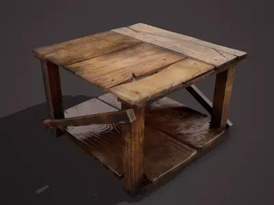 Barn Wood Table Low-poly 3D model