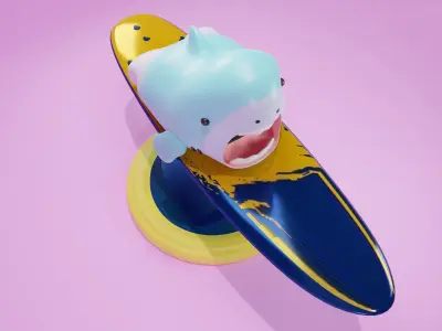 shark playing serf Free 3D model