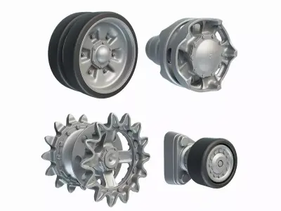 T-72 and T-90 Tank Wheels Set High-Poly 3D model