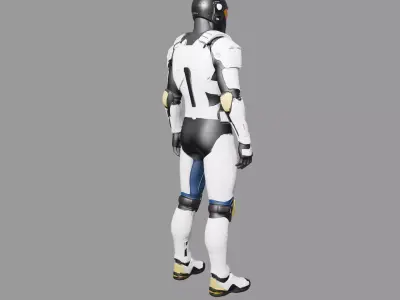 Metallic Blue Futuristic Combat Suit 3D model