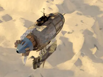 Steampunk style zeppelin with ship 3D model