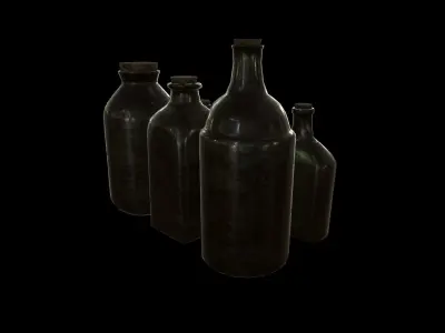 Old Medicine Bottles Low-poly 3D model