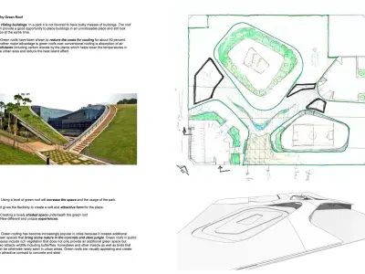 Organic architecture park contemporary landscape with 3d grass 3D model