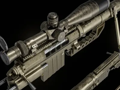 Cheytac M200 Sniper Rifle Low-poly 3D model