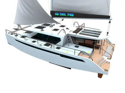 Catamaran Low-Poly PBR Low-poly 3D model