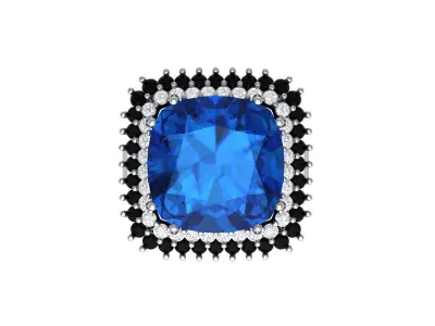 Cushion Solitaire Art deco Ring 3D print model 9