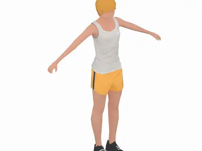Step Side  Exercise Woman Animation Low-poly 3D model