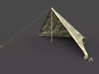 Wehrmacht tent - Halbzelt Low-poly 3D model