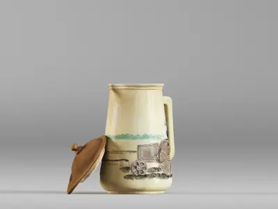 001634 Vintage Ceramic Jug with Lid 3dp 3D print model