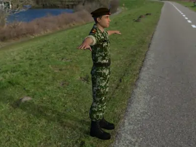 soldier russian in camouflage uniform Low-poly 3D model