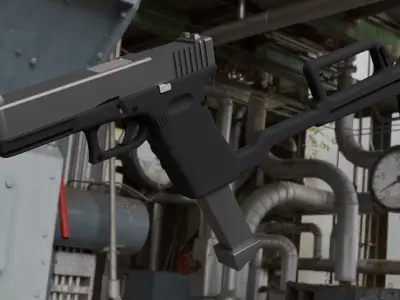Hight-poly Glock17 with accessories 3D model