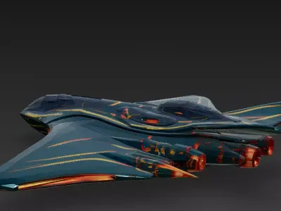 Futuristic Sci Fi Fighter Jet 3D Model PBR Low-poly 3D model