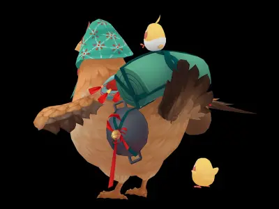 Hen mount Low-poly 3D model