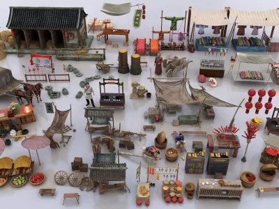Asian ancient Chinese historical commercial elementsc 3D model