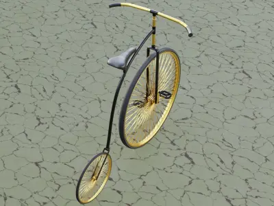 Gold Bicycle Low-poly 3D model