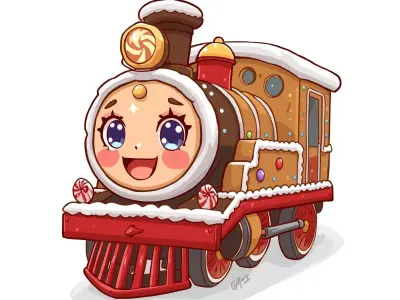 Gingerbread Chibi Train Engine 3D Model Sweet Anime Locomotive Low-poly 3D model