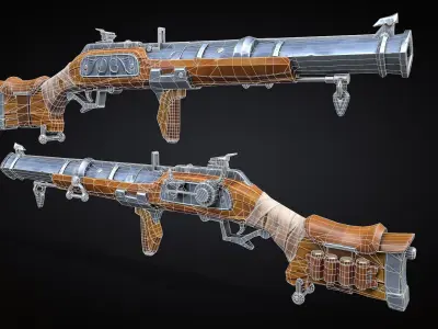 Stylized Blunderbuss musket Low-poly 3D model
