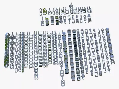Industrial Chains 25 Pieces Set M1 3D model
