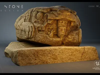 Mayan Stone 02 PBR 4K Low-poly 3D model