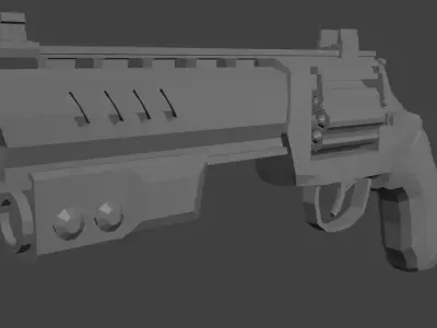 Sci-fi post-apocalyptic revolver Low-poly 3D model