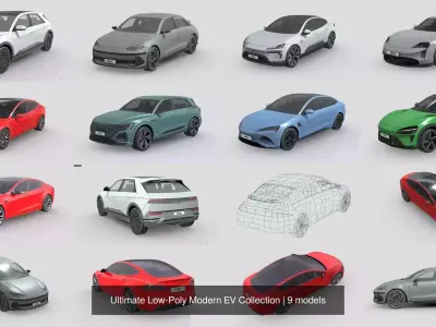 Ultimate Low-Poly Modern EV Collection 3D Model Pack