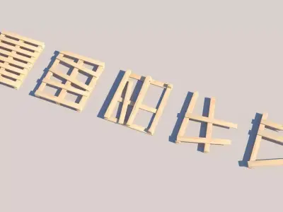 Pallet Collection 1 set of wooden pieces 3D model